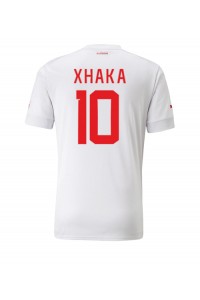 Sveitsi Granit Xhaka #10 Jalkapallovaatteet Vieraspaita MM-kisat 2022 Lyhythihainen